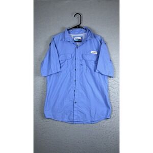 Magellan Outdoors Shirt Mens Small Blue Short Sleeve Vented Fishing Button Front
